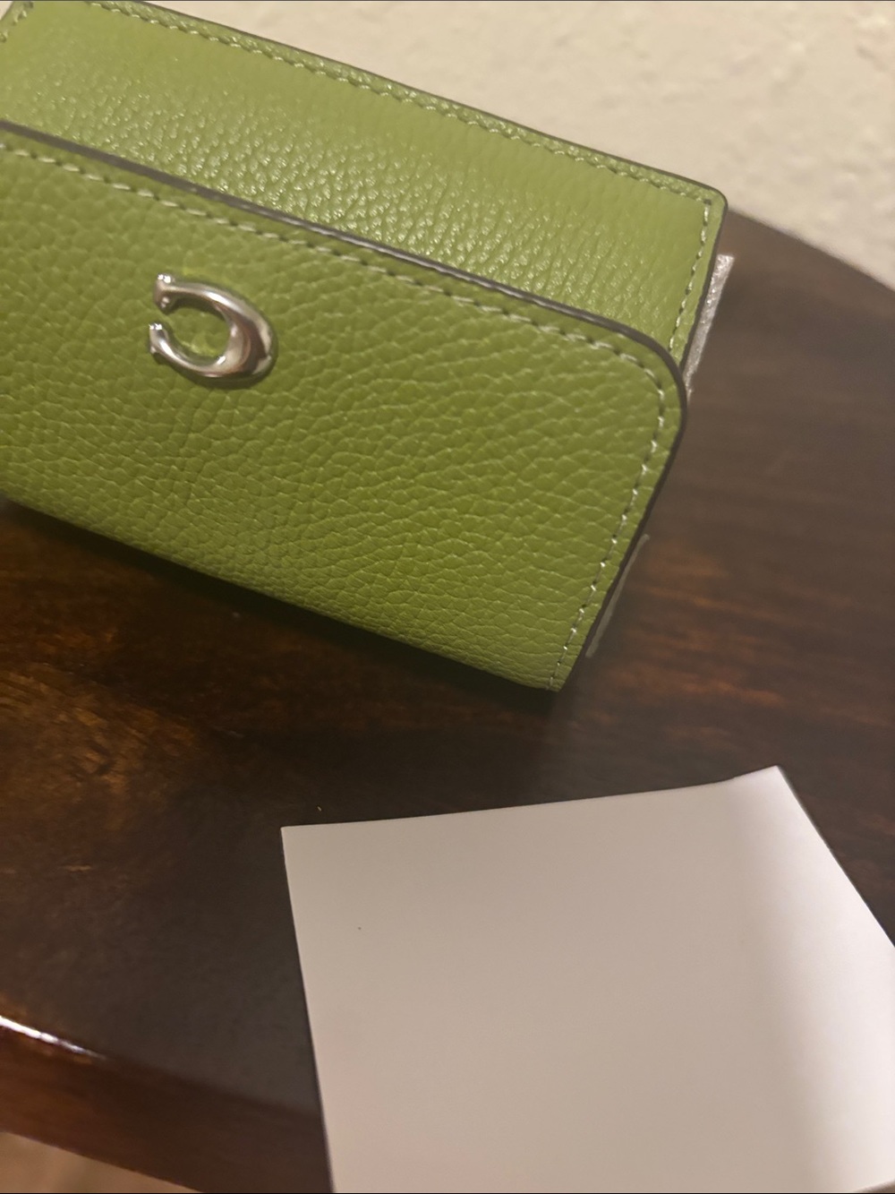 Coach Small Green Leather Wallet with Silver 'C' Hardware - Picture 6 of 7